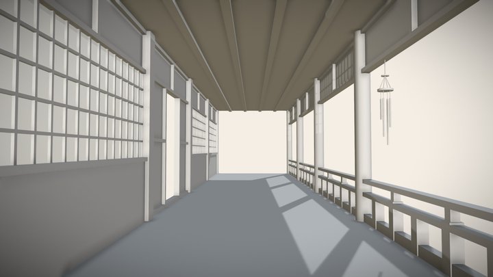 Japanese Corridor / Hallway 3D Model