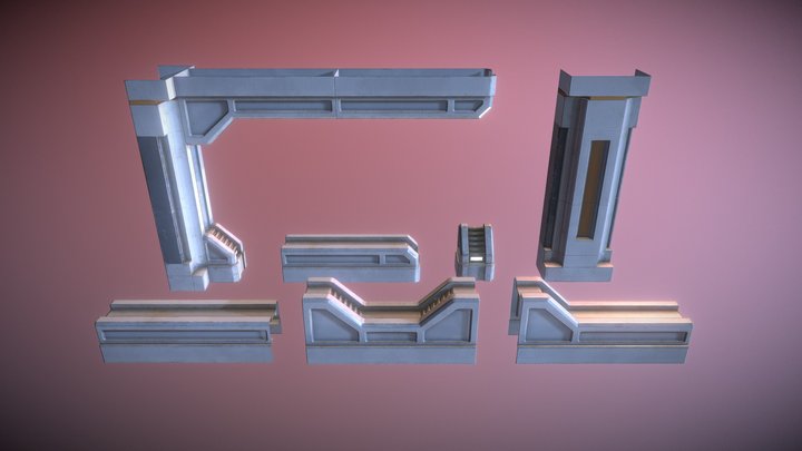Sci Fi Supports Kit 1 3D Model
