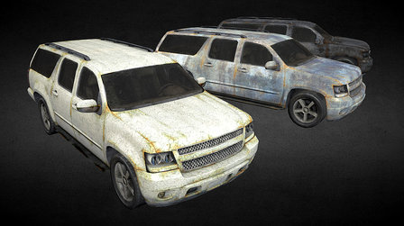 Old rusty Chevrolet Suburban 3D Model