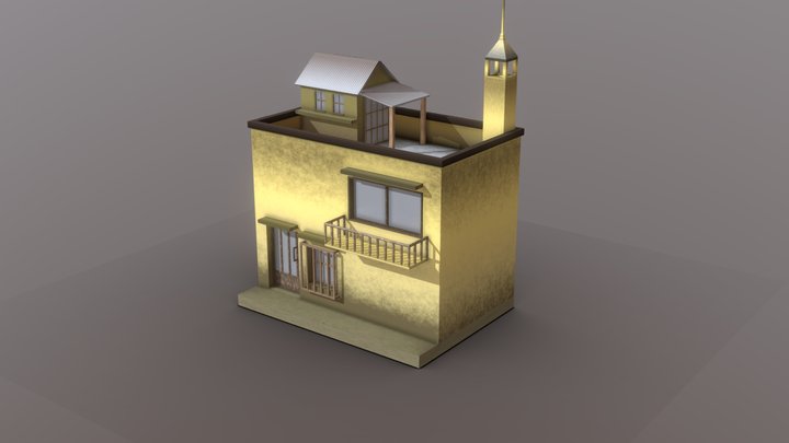 Low Poly 3D Stylized House 3D Model