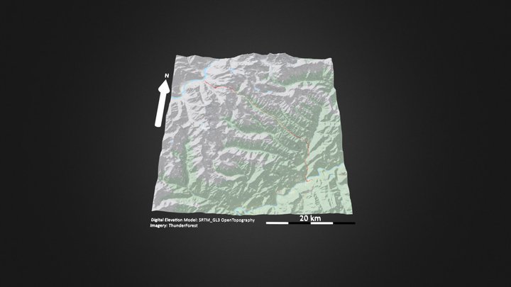 墨脱_等高地图 – Modello 3D gratuito STL