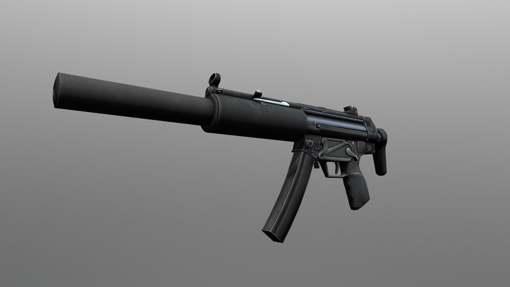 MP5-SD CSGO Weapon (with UV and Texture Maps) 3D Model