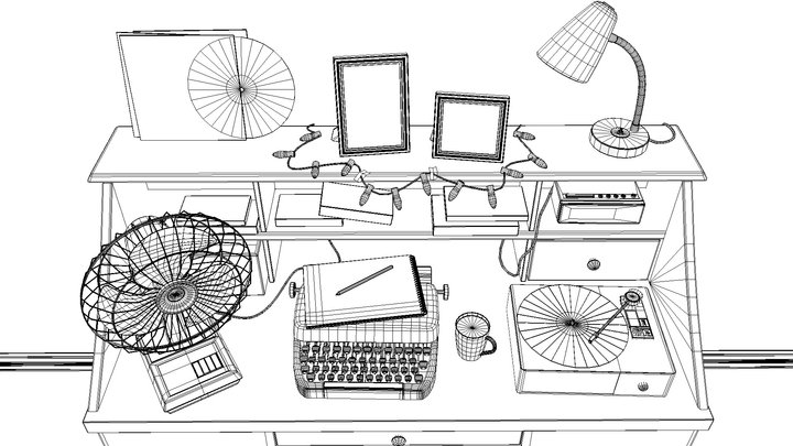 Retro Night Wireframe Version 3D Model