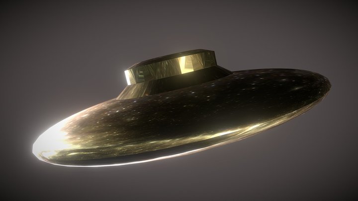 Low-Poly Retro-style sci-fi Flying Saucer Solid 3D Model