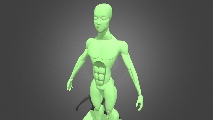 Muscular Man Blockout 3D Model