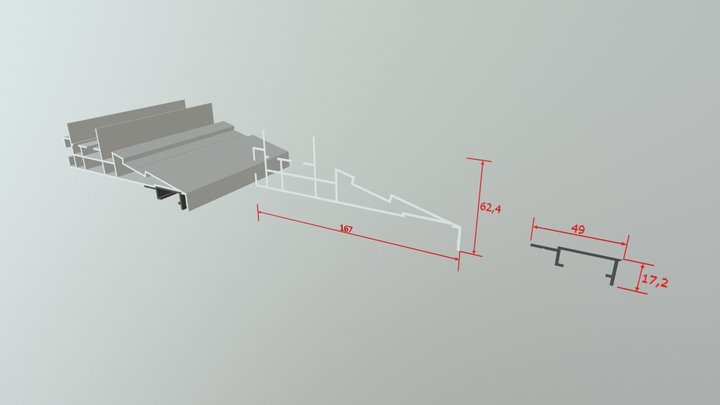 Aluminum profile AL-25 for ceiling cornice. 3D Model