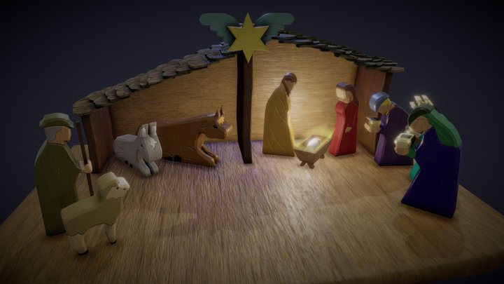 Nativity Scene - used wooden Toys 3D Model