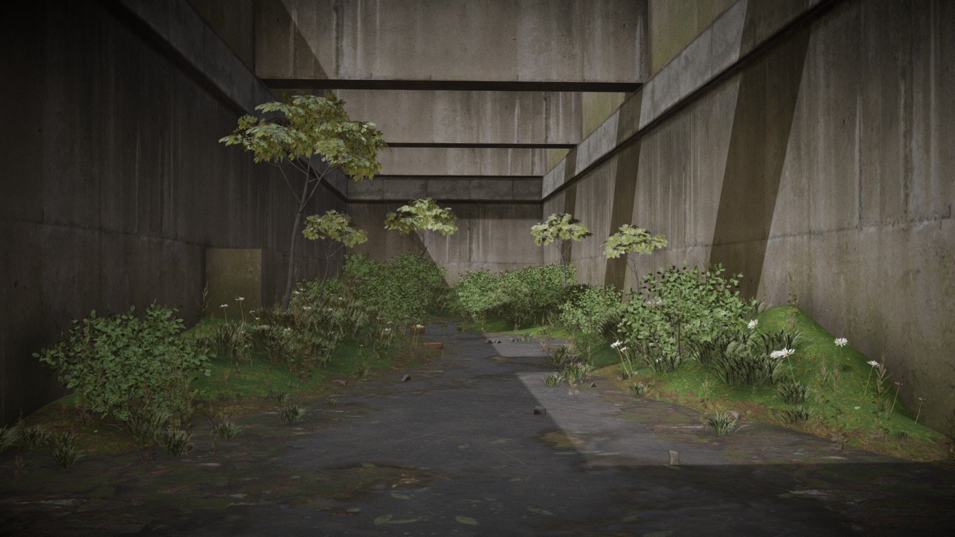 Plant growth under abandoned Bridge — Sketchfab embed 3D viewer