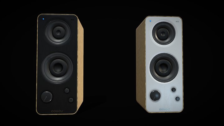 OOGOU A52 Speakers Black and White 3D Model