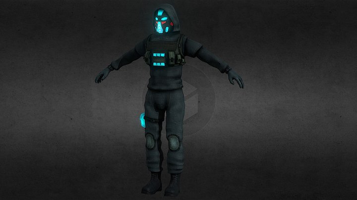 Futuristic soldier 3D Model