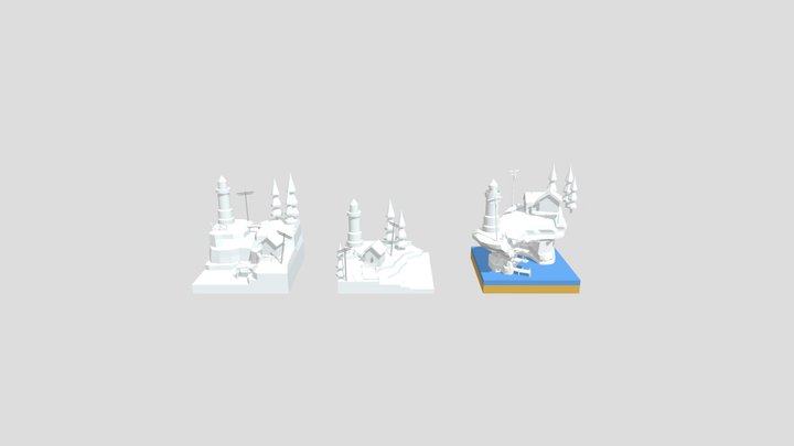 By the Ocean - Diorama and House Blockout 3D Model