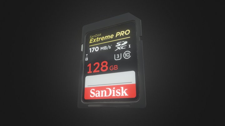 sd card sandisk extreme pro 128gb 3D Model