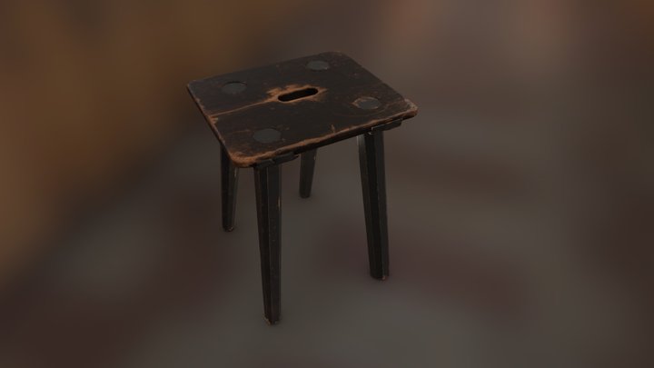 Hidden Town in 3D - Wooden Stool 3D Model