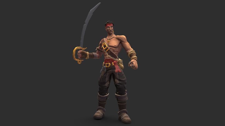 Stylised Pirate Character - Posing 2 3D Model