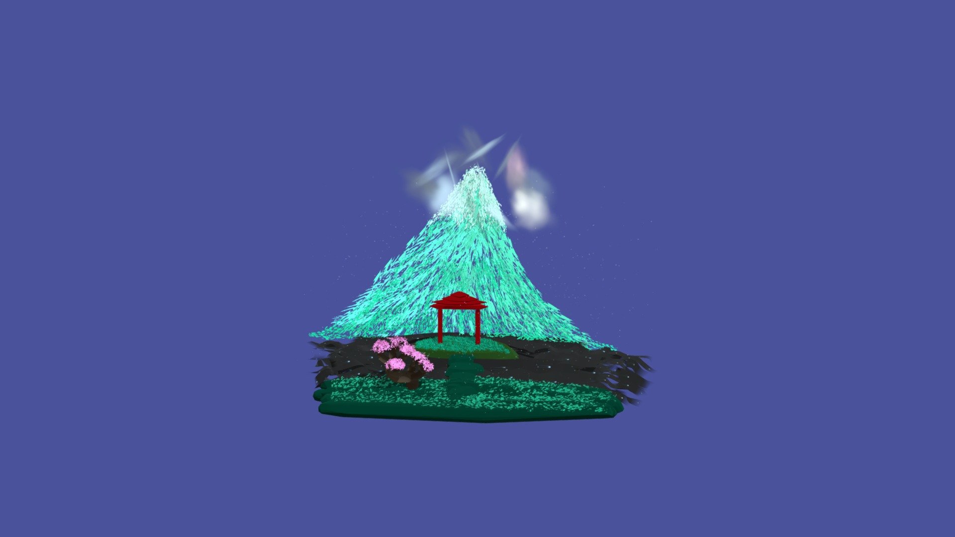 Japanese temple on river island