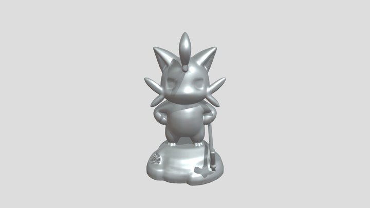 cartoon pink cat with smug expression 3D Model