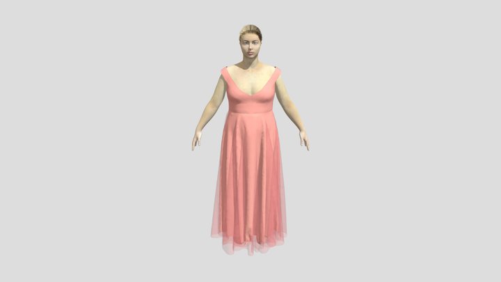 Vestido de chifon com forro de crepe 3D Model
