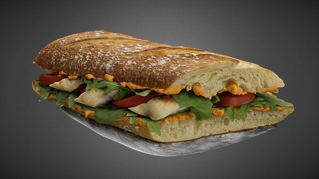Ciabatta Grilled Chicken 3D Model