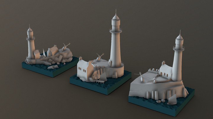 By The Ocean - Diorama and House blockout 3D Model