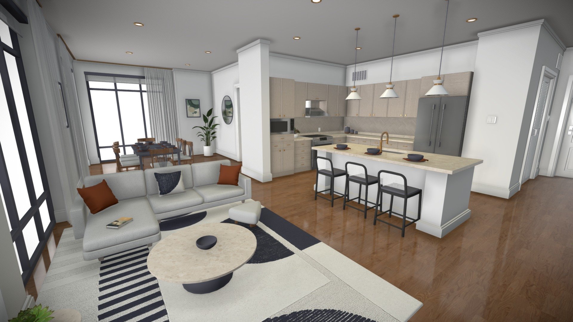 Open Concept Modern Apartment - 3D model by Zeps3D [c0b5e25] - Sketchfab