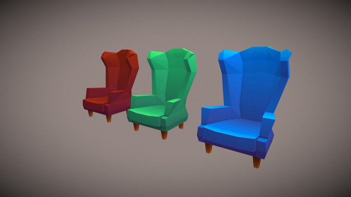 Wingback Armchairs - RGB Edition 3D Model