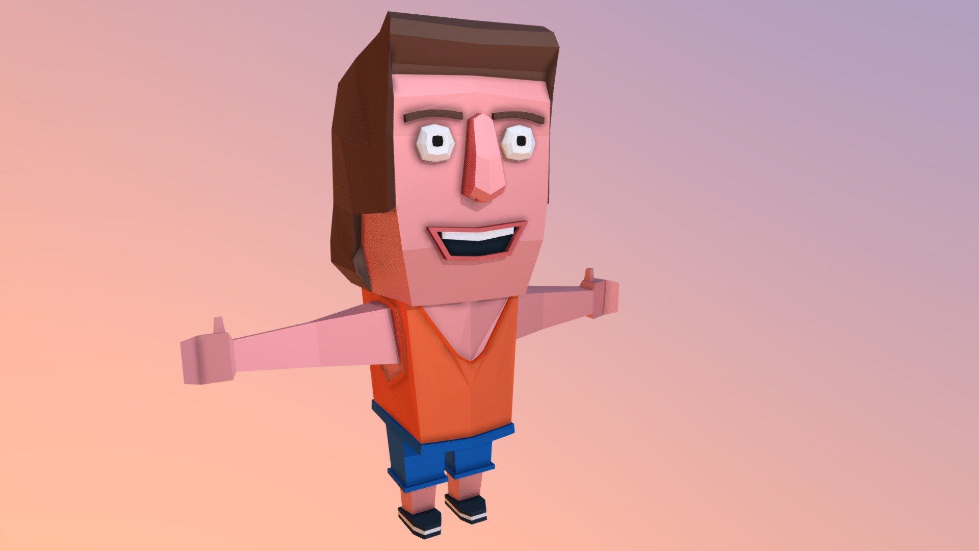 Chico cubo  lowpoly guy (rigged)