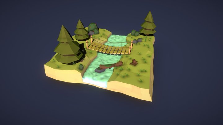 First low poly diorama practice 3D Model