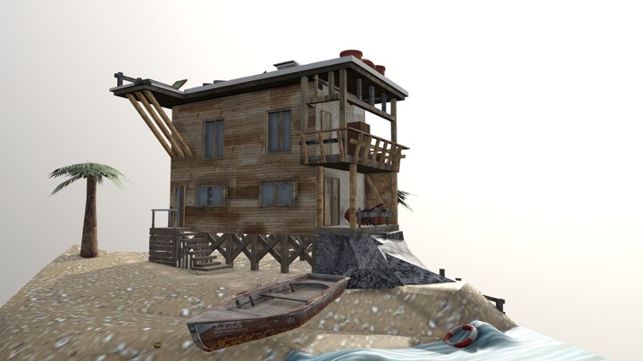1DAE02_Trushkin_Diorama_House near a sea 3D Model