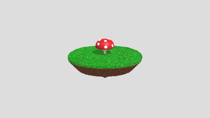 Mushroom on a flying island 3D Model