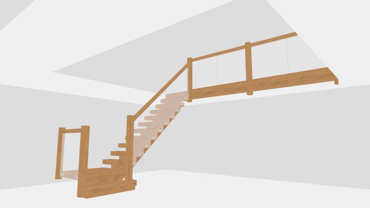 Oak X-Vision Staircase - Chester 3D Model
