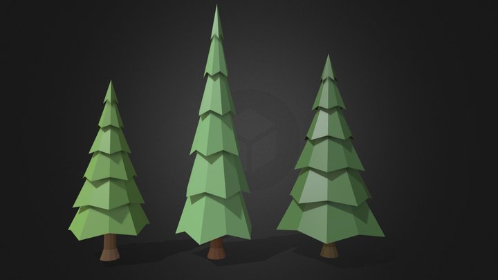Low Poly Spruce Trees 3D Model