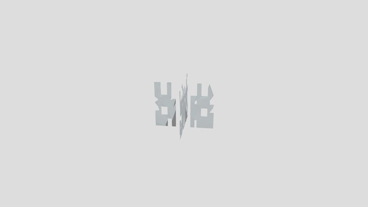 Low-poly pixelated grass block tuft 3D Model