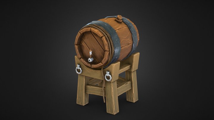 Stylized Barrel 3D Model