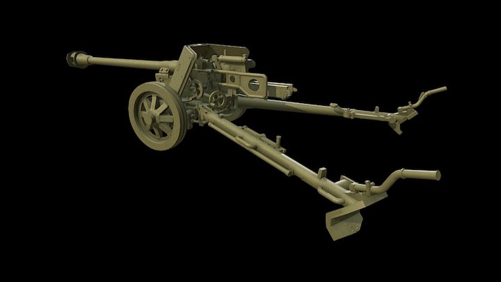German WWII anti-tank gun Pak40 32mm wargames 3D Model