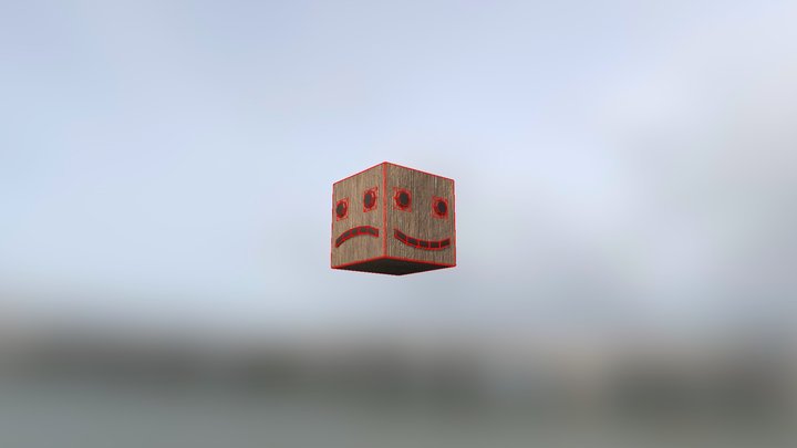 "Dual Emotions in Wood: The Smiling-Sad Cube" 3D Model