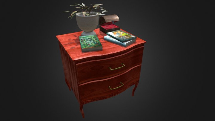 Nightstand Red Fagus - Pack 3D Model