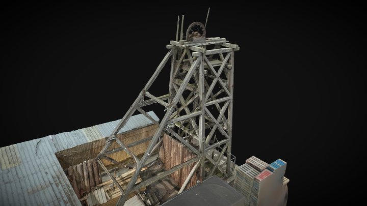 Wooden Headframe at Wheal Concord 3D Model