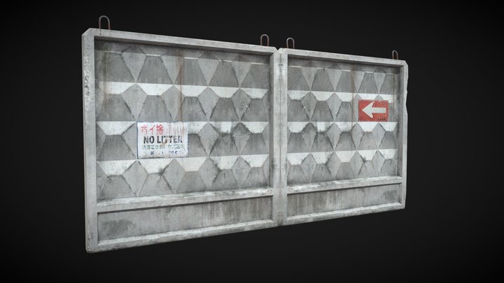 Concrete Fence 3D Model