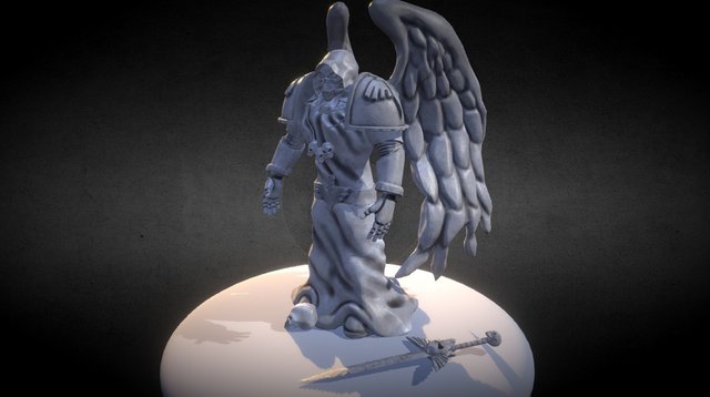 Dark Angel Space Marine Statue low poly 3D Model