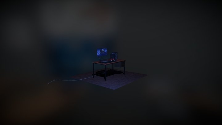 PC Desk with PS4 3D Model