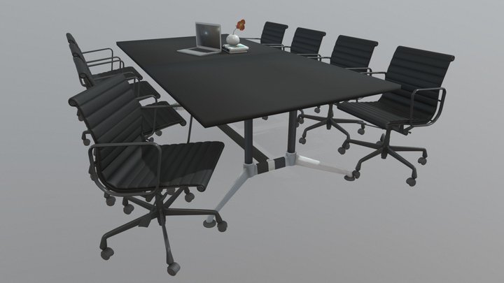 Blackjack Boardroom Table 2400 Chrome Frame 3D Model