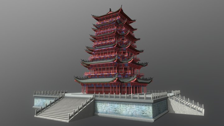 Asian Tower 3D Model