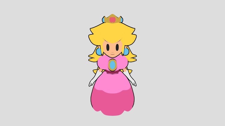 Outlined Toon Peach 3D Model