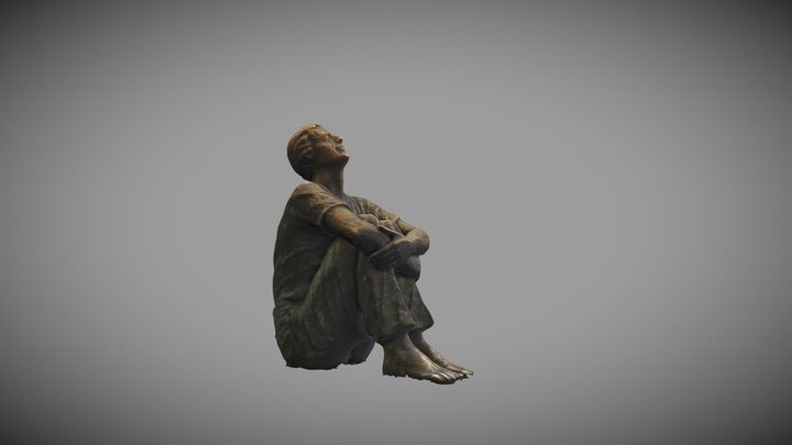 Muchacho sentado mirando a la Torre Nueva 3D Model