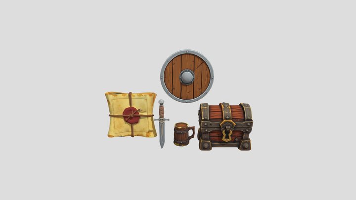 Stylized Fantasy RPG Props Pack #01 3D Model