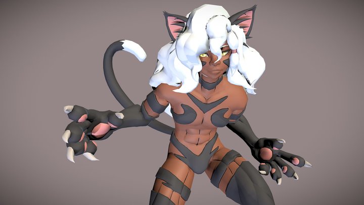 Dark Stalkers Male Cat Person 3D Model