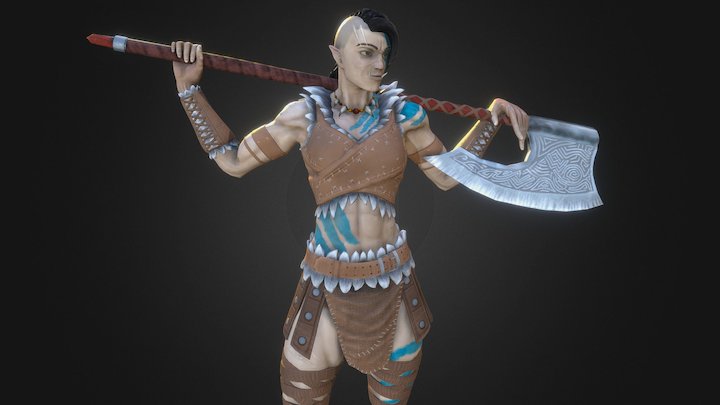 Half-Orc Barbarian 3D Model
