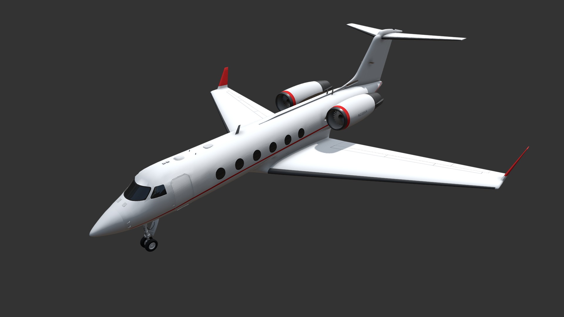 3D model Gulfstream Business Jet - This is a 3D model of the Gulfstream Business Jet. The 3D model is about a white airplane with a red tail.