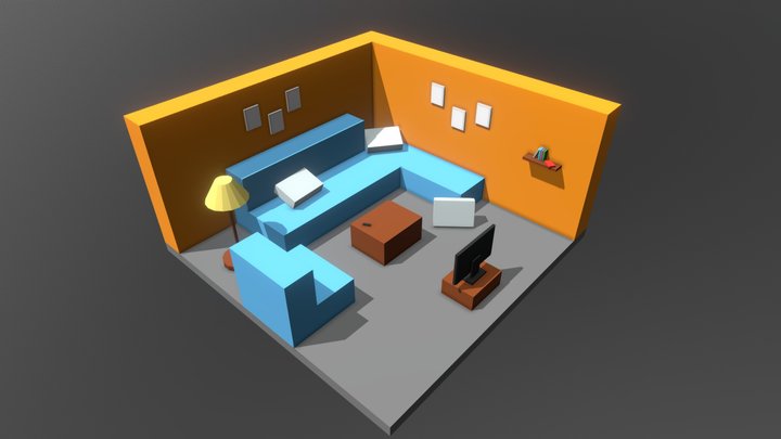 Isometric Living Room 3D Model