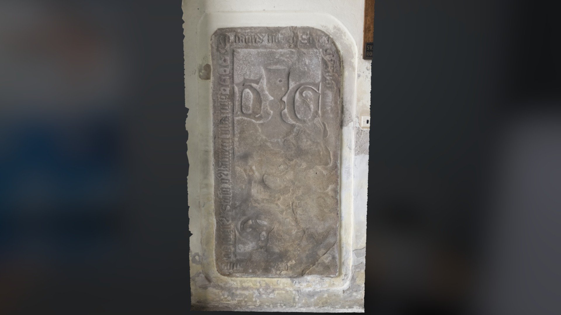 Medieval Epitaph With Wipedout Inscription